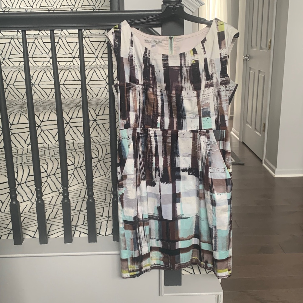 Maggy London Black and White Patterned Dress